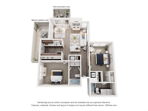 Floor plan for 2 beds, 2 baths, 1150 sqft